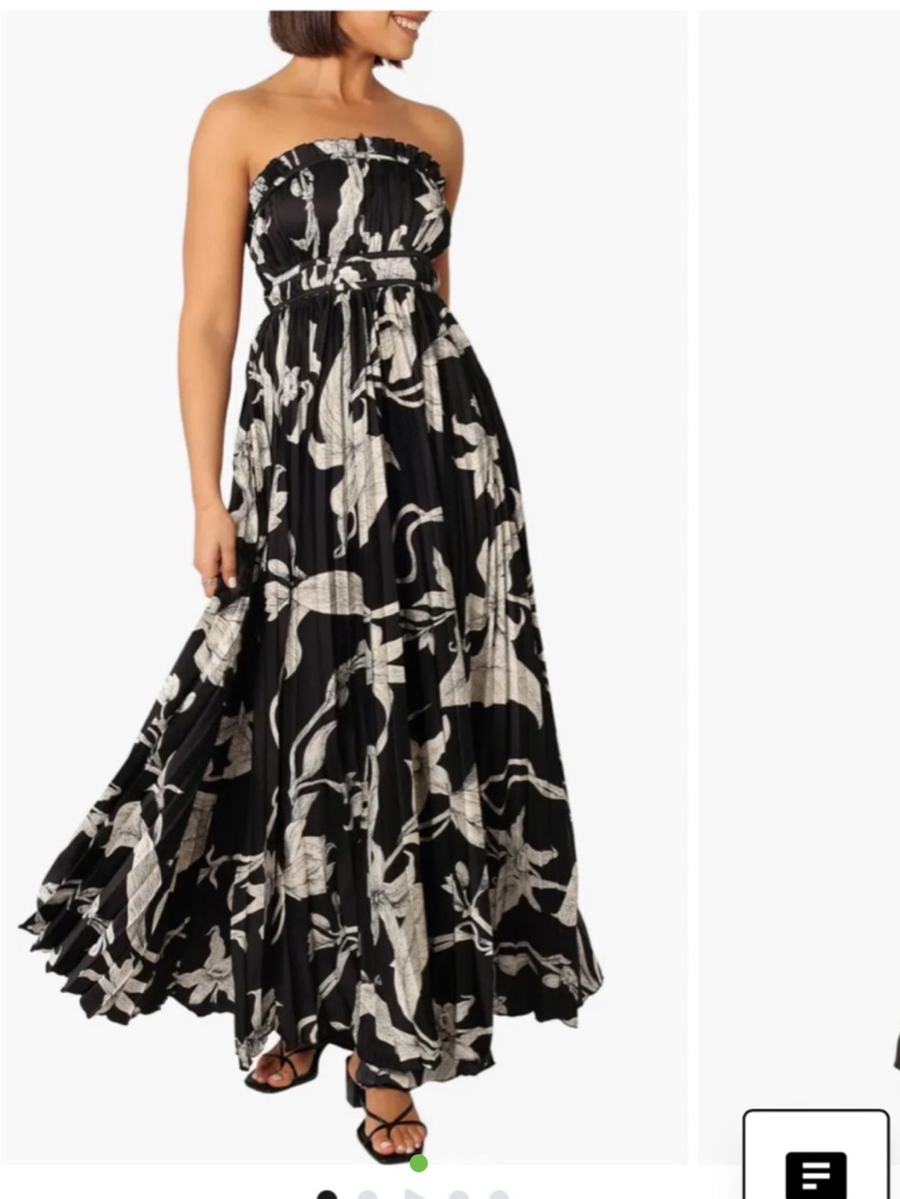 Petal & Pup Black and White Floral Strapless Maxi Dress